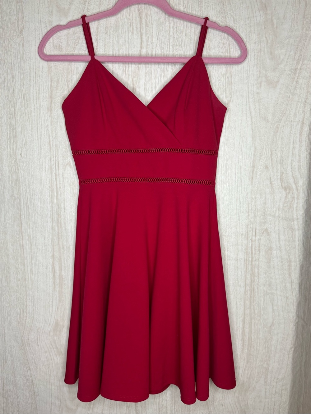 Trixxi Crimson Spaghetti-Strap Fit & Flare Dress